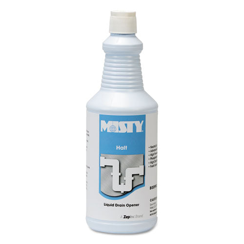 Image of Misty® Halt Liquid Drain Opener, 32 Oz Bottle, 12/carton