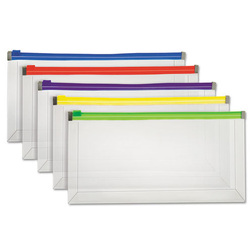 Image of Pendaflex® Poly Zip Check Envelope, Zipper Closure, 10.13 x 5.13, Assorted Colors, 5/Pack