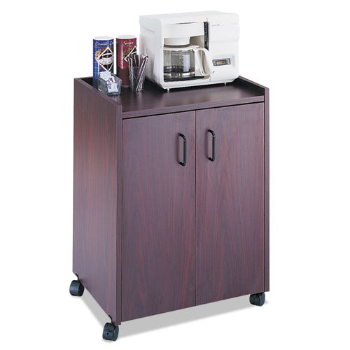 Image of Safco® Mobile Refreshment Center, Engineered Wood, 3 Shelves, 23" x 18" x 31", Mahogany