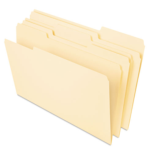 Image of Universal® Deluxe Heavyweight File Folders, 1/3-Cut Tabs: Assorted, Letter Size, 0.75" Expansion, Manila, 50/Pack