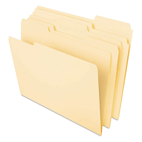 Image of Universal® Deluxe Heavyweight File Folders, 1/3-Cut Tabs: Assorted, Legal Size, 0.75" Expansion, Manila, 50/Pack