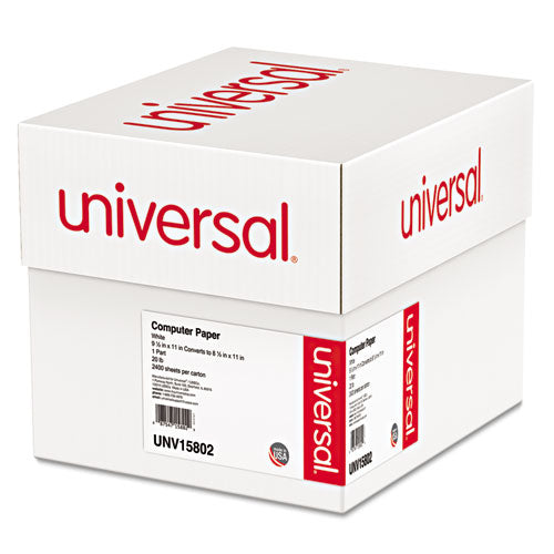 Image of Universal® Printout Paper, 1-Part, 0.5" Standard Perforation, 20 lb Bond Weight, 9.5 x 11, White, 2,400/Carton