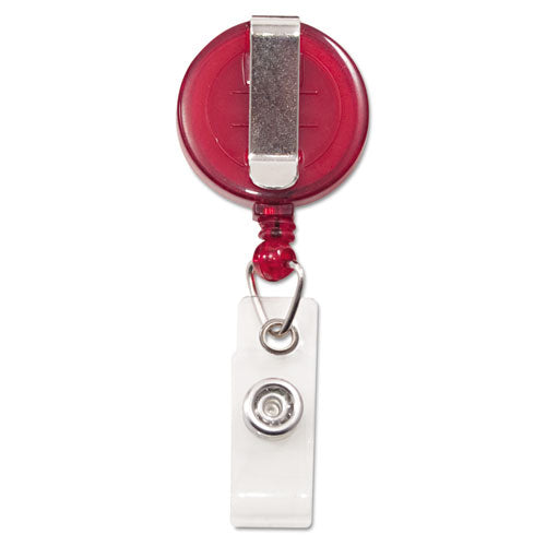Image of Advantus Translucent Retractable ID Card Reel, 30" Extension, Red, 12/Pack