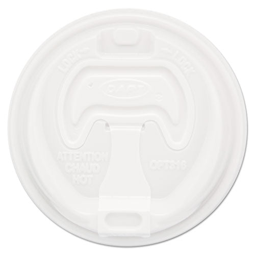 Image of Dart® Optima Reclosable Lid, Fits 12 oz to 24 oz Hot Cups, Plastic, White, 100/Pack