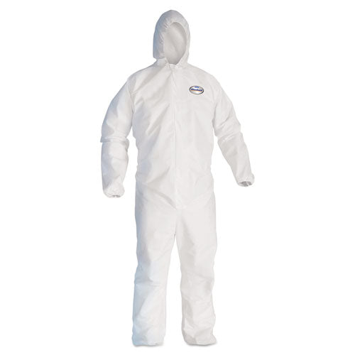 Image of KleenGuard A30 Elastic Back and Cuff Hooded Coveralls, Large, White, 25/Carton