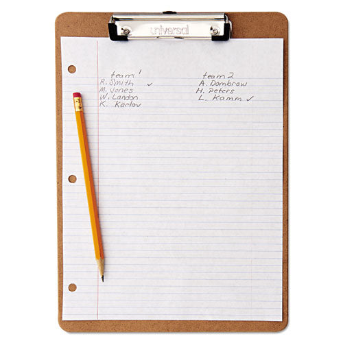 Image of Universal® Hardboard Clipboard with Low-Profile Clip, 0.5" Clip Capacity, Holds 8.5 x 11 Sheets, Brown, 6/Pack