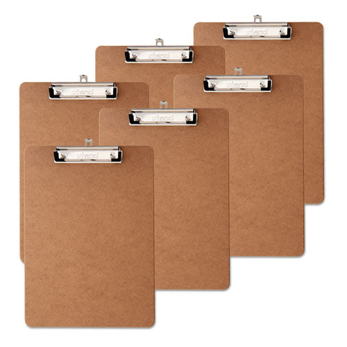 Image of Universal® Hardboard Clipboard with Low-Profile Clip, 0.5" Clip Capacity, Holds 8.5 x 11 Sheets, Brown, 6/Pack