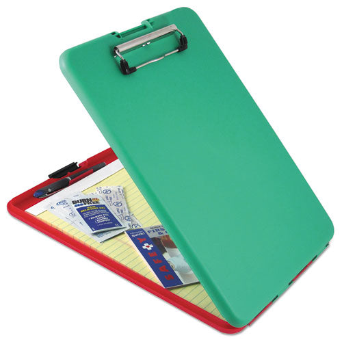 Image of Saunders SlimMate Show2Know Safety Organizer, 0.5" Clip Capacity, Holds 8.5 x 11 Sheets, Red/Green