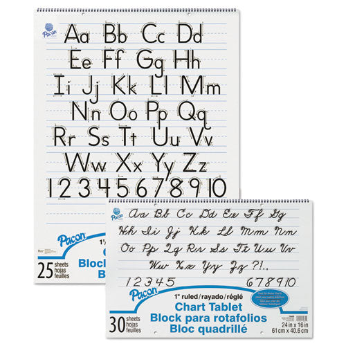 Image of Pacon® Chart Tablets, Presentation Format (1" Rule), 24 x 16, White, 30 Sheets