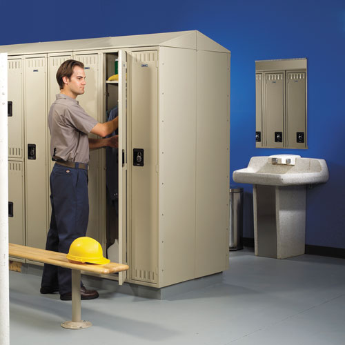 Image of Tennsco Double Tier Locker, Single Stack, 12w X 18d X 72h, Medium Gray