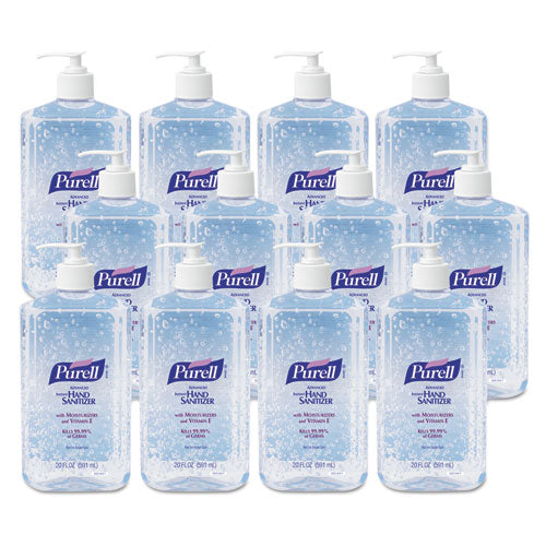 Image of PURELL® Advanced Hand Sanitizer Refreshing Gel, 20 oz Pump Bottle, Clean Scent, 12/Carton