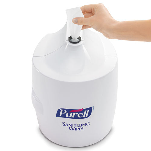 Image of PURELL® Hand Sanitizer Wipes Wall Mount Dispenser, 1,200/1,500 Wipe Capacity, 13.3 X 11 X 10.88, White