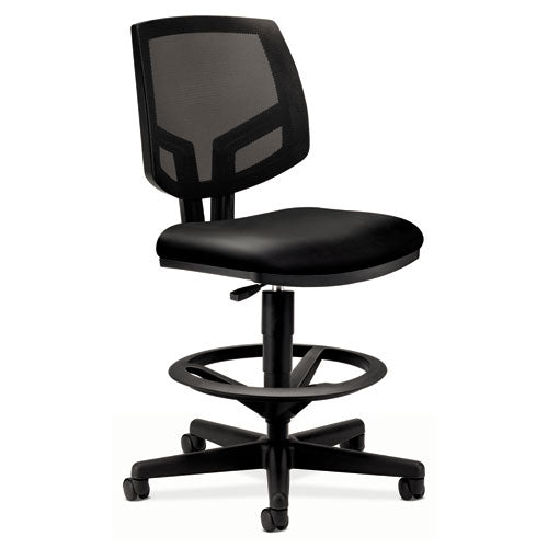 Image of HON® Volt Series Mesh Back Adjustable Leather Task Stool, Supports Up To 250 Lb, 22.88" To 32.38" Seat Height, Black