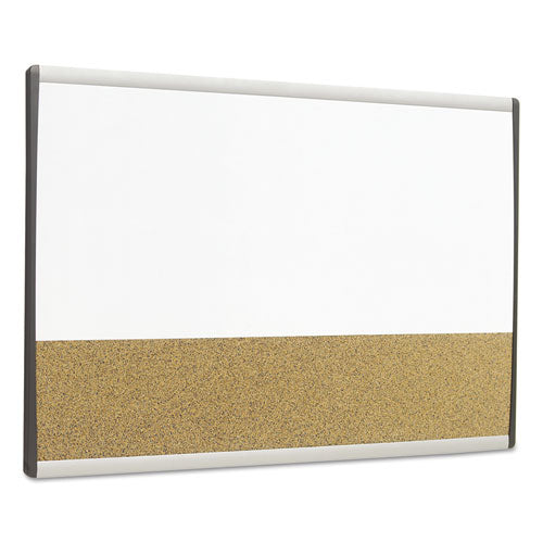 Image of Quartet® ARC Frame Cubicle Board, Combo Dry Erase/Cork Bulletin, 30" x 18", Tan/White Surface, Satin Aluminum Frame