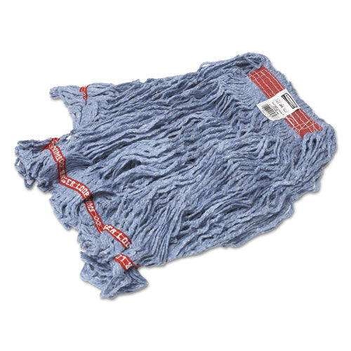 Image of Rubbermaid® Commercial Swinger Loop Wet Mop Heads, Cotton/synthetic, Blue, Large, 6/carton