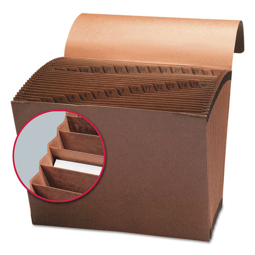 Image of Smead TUFF Expanding Wallet, 31 Sections, Elastic Cord Closure, 1/15-Cut Tabs, Letter Size, Redrope