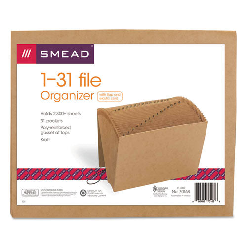 Image of Smead Indexed Expanding Kraft Files, 31 Sections, Elastic Cord Closure, 1/15-Cut Tabs, Letter Size, Kraft