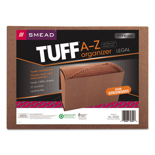 Image of Smead TUFF Expanding Wallet, 21 Sections, Elastic Cord Closure, 1/21-Cut Tabs, Legal Size, Redrope
