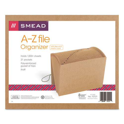 Image of Smead Indexed Expanding Kraft Files, 21 Sections, Elastic Cord Closure, 1/21-Cut Tabs, Letter Size, Kraft