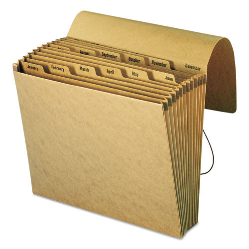 Image of Smead Indexed Expanding Kraft Files, 12 Sections, Elastic Cord Closure, 1/12-Cut Tabs, Letter Size, Kraft