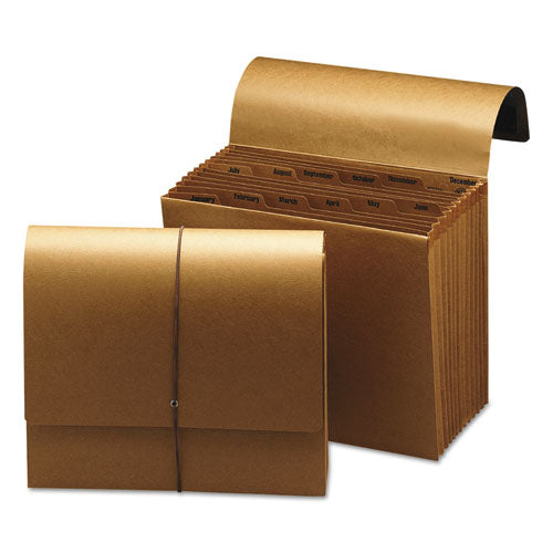 Image of Smead Indexed Expanding Kraft Files, 12 Sections, Elastic Cord Closure, 1/12-Cut Tabs, Letter Size, Kraft