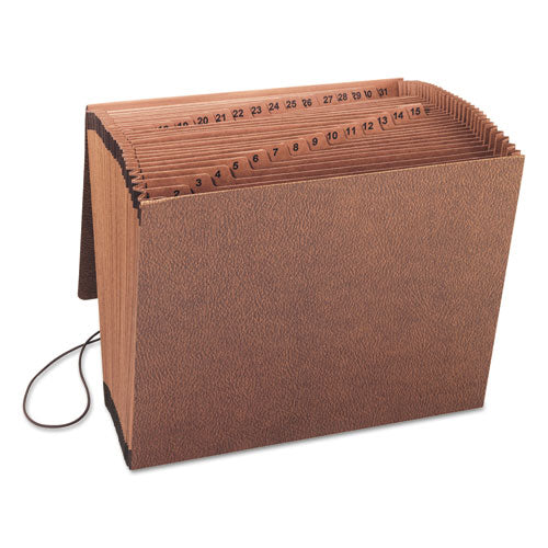 Image of Smead TUFF Expanding Wallet, 31 Sections, Elastic Cord Closure, 1/15-Cut Tabs, Letter Size, Redrope
