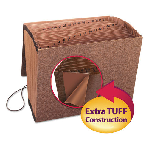 Image of Smead TUFF Expanding Wallet, 31 Sections, Elastic Cord Closure, 1/15-Cut Tabs, Letter Size, Redrope