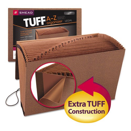 Image of Smead TUFF Expanding Wallet, 21 Sections, Elastic Cord Closure, 1/21-Cut Tabs, Legal Size, Redrope