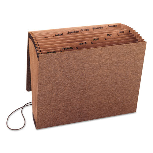 Image of Smead TUFF Expanding Wallet, 12 Sections, Elastic Cord Closure, 1/6-Cut Tabs, Letter Size, Redrope