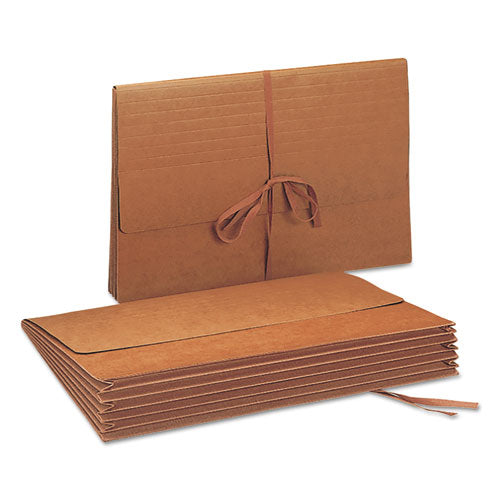 Image of Smead Redrope Expanding Wallets, 5.25" Expansion, 1 Section, Cloth Tie Closure, Legal Size (10" x 15"), Redrope