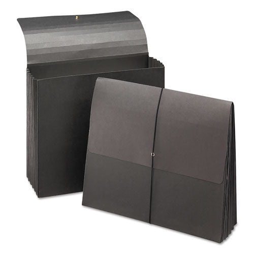 Image of Smead Extra-Wide Expanding Wallets with Elastic Cord, 5.25" Expansion, 1 Section, Elastic Cord Closure, Letter Size, Black, 10/Box