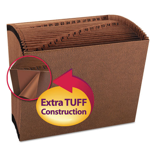 Image of Smead TUFF Expanding Open-Top Stadium File, 31 Sections, 1/31-Cut Tabs, Letter Size, Redrope