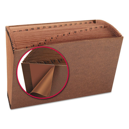 Image of Smead TUFF Expanding Open-Top Stadium File, 31 Sections, 1/31-Cut Tabs, Legal Size, Redrope
