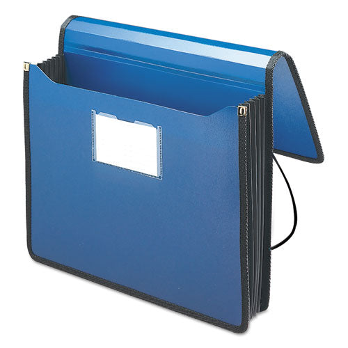 Image of Smead Poly Premium Wallets, 5.25" Expansion, 1 Section, Elastic Cord Closure, Letter Size, Navy Blue