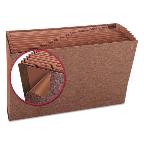 Image of Smead TUFF Expanding Open-Top Stadium File, 12 Sections, 1/12-Cut Tabs, Legal Size, Redrope