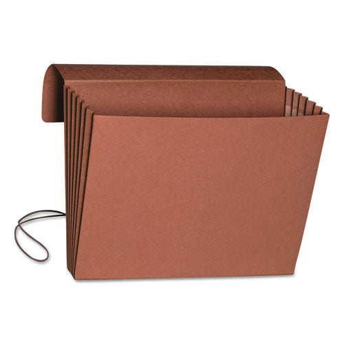 Image of Smead Extra-Wide Expanding Wallets with Elastic Cord, 5.25" Expansion, 1 Section, Elastic Cord Closure, Legal Size, Redrope