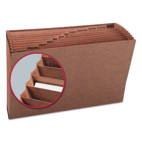 Image of Smead TUFF Expanding Open-Top Stadium File, 12 Sections, 1/12-Cut Tabs, Legal Size, Redrope