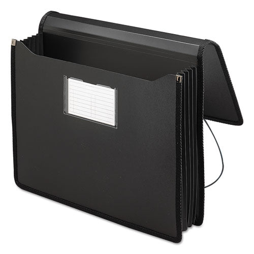 Image of Smead Poly Premium Wallets, 5.25" Expansion, 1 Section, Elastic Cord Closure, Letter Size, Black