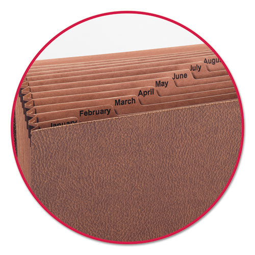 Image of Smead TUFF Expanding Wallet, 12 Sections, Elastic Cord Closure, 1/12-Cut Tabs, Legal Size, Redrope