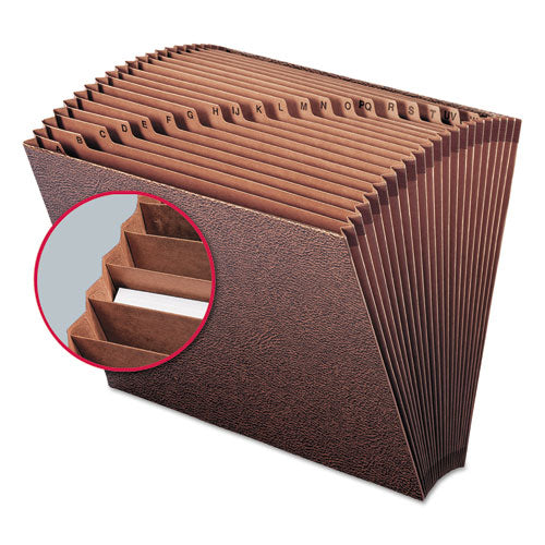 Image of Smead TUFF Expanding Open-Top Stadium File, 21 Sections, 1/21-Cut Tabs, Letter Size, Redrope