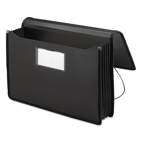 Image of Smead Poly Premium Wallets, 5.25" Expansion, 1 Section, Elastic Cord Closure, Legal Size, Black
