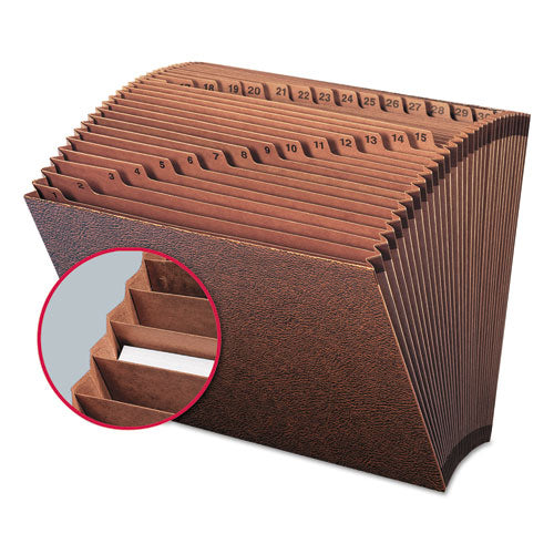 Image of Smead TUFF Expanding Open-Top Stadium File, 31 Sections, 1/31-Cut Tabs, Letter Size, Redrope