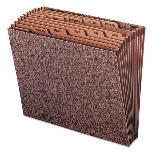 Image of Smead TUFF Expanding Open-Top Stadium File, 12 Sections, 1/12-Cut Tabs, Letter Size, Redrope