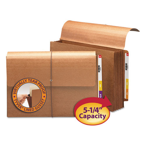 Image of Smead Redrope End Tab Wallets, 5.25" Expansion, 1 Section, Elastic Cord Closure, Straight Tabs, Legal Size, Redrope, 10/Box
