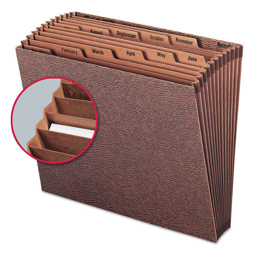 Image of Smead TUFF Expanding Open-Top Stadium File, 12 Sections, 1/12-Cut Tabs, Letter Size, Redrope