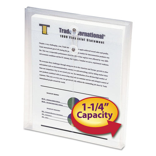 Image of Smead Poly String and Button Interoffice Envelopes, Open-End (Vertical), 9.75 x 11.63, Clear, 5/Pack