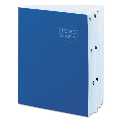 Image of Smead 10-Pocket Project Organizer with Indexed Tabs (1-10), 10 Sections, Unpunched, 1/3-Cut Tabs, Letter Size, Lake Blue/Navy Blue