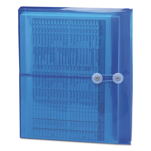 Image of Smead Poly String and Button Interoffice Envelopes, Open-Side (Horizontal), 9.75 x 11.63, Transparent Blue, 5/Pack