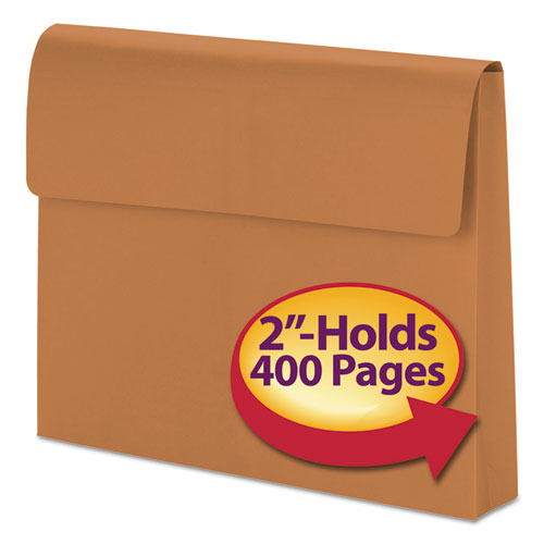 Image of Smead Expanding Wallet with Hook and Loop Closure, 2" Expansion, 1 Section, Hook/Loop Closure, Letter Size, Redrope