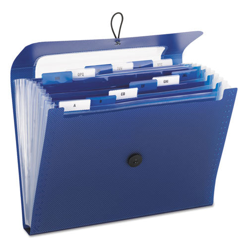 Image of Smead Step Index Organizer, 12 Sections, Cord/Hook Closure, 1/6-Cut Tabs, Letter Size, Navy